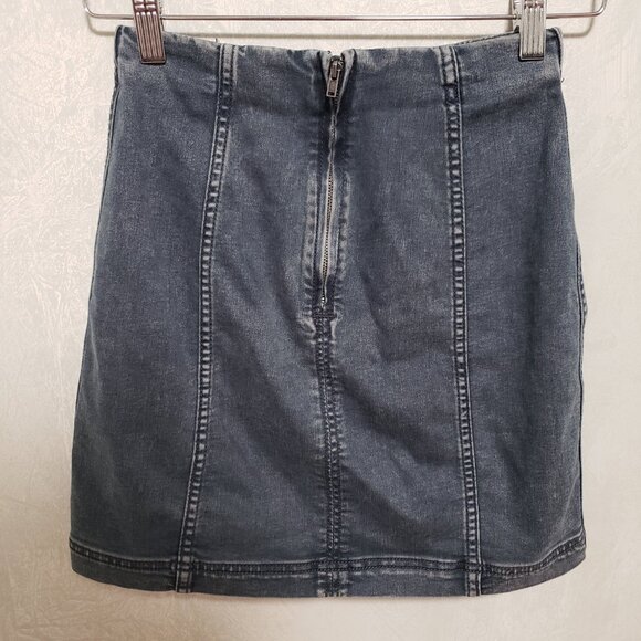 Free People Modern Femme Dark Blue Wash Denim Mini Skirt - Picture 3 of 9